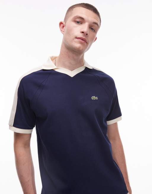 Lacoste polo shirt in navy blue with contrast collar and sleeve