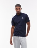 [Lacoste] Lacoste polo shirt in navy with white logo print XL Navy