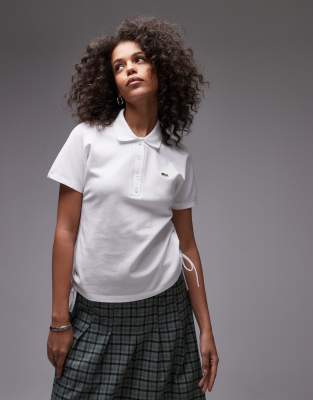 Lacoste Lacoste polo shirt in white with ruched sideseam detail