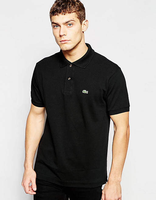Lacoste Polo Shirt with Croc Logo Regular Fit in Black | ASOS