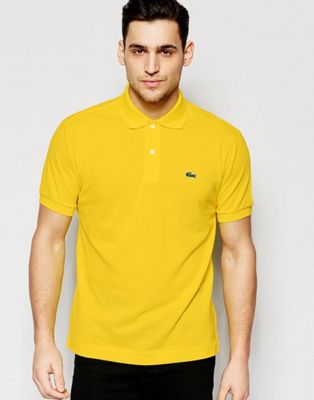 Lacoste LIVE Men Short Sleeve Rib Collar Polo Shirt Pastis Yellow