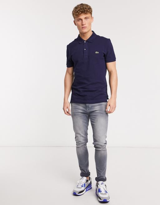 Lacoste - Polo slim in piqué blu navy, 4 di 4