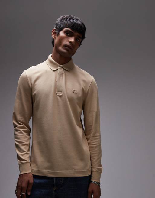 Lacoste - Poloshirt met lange mouwen in beige 
