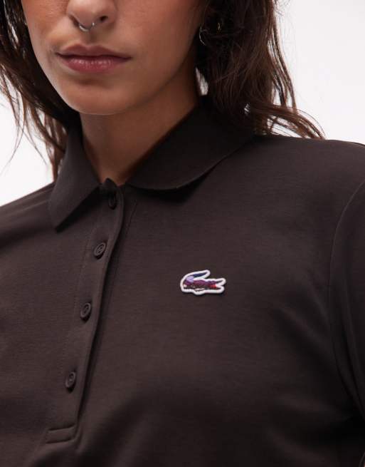 Lacoste - Poloshirt met lange mouwen in bruin, 2 van 4