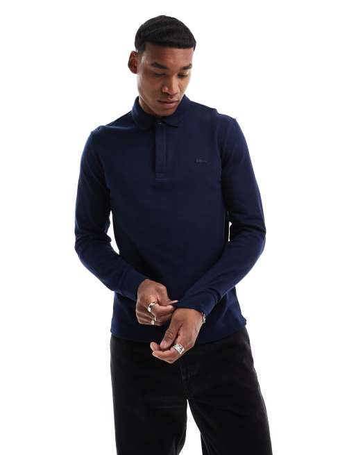 Lacoste - Poloshirt met lange mouwen in marineblauw 