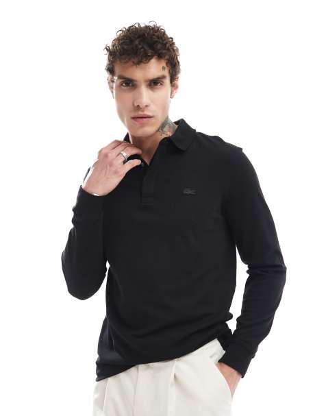 Lacoste - Poloshirt met lange mouwen in zwart - view 1