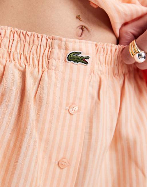 Lacoste poplin stripe shorts in orange (part of a set), 3 of 5