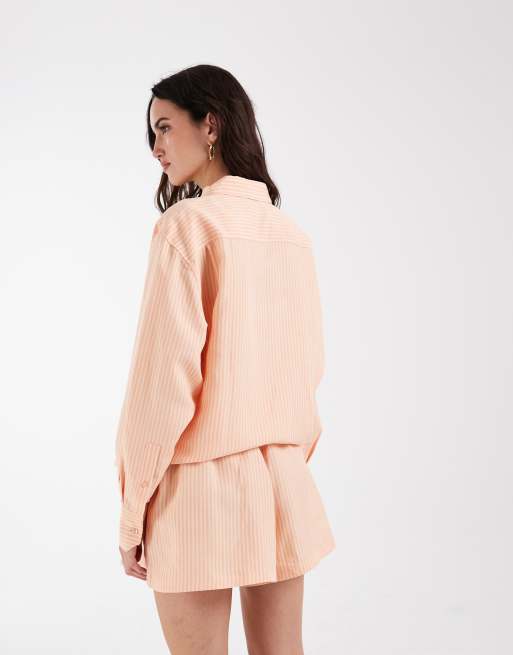 Lacoste poplin stripe shorts in orange (part of a set), 5 of 5
