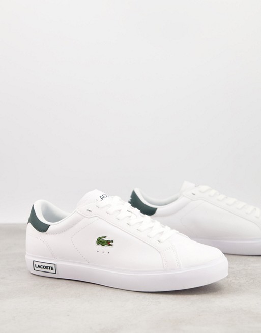 Lacoste power court trainers in white green