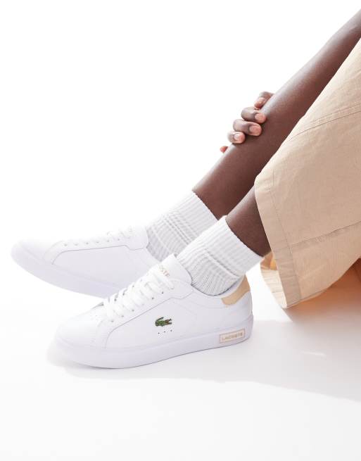 Lacoste white sock trainers best sale