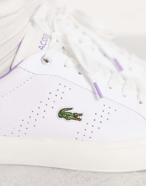 Baskets Mode Sneakers Femmes LACOSTE Powercourt 2.0 Blanc Or Blanc