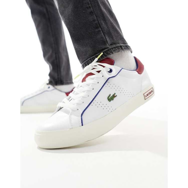 Lacoste Powercourt 2.0 sneakers in white and red ASOS