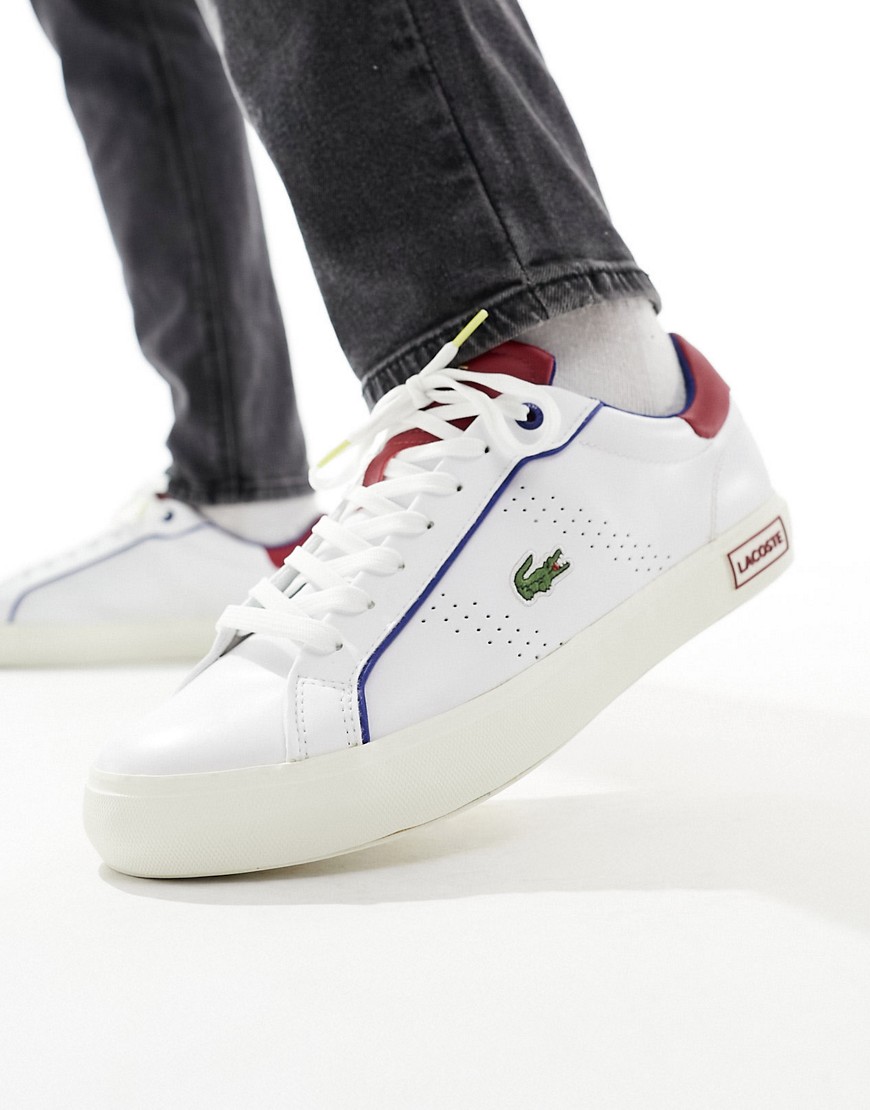 Lacoste Powercourt 2.0 trainers in white and red