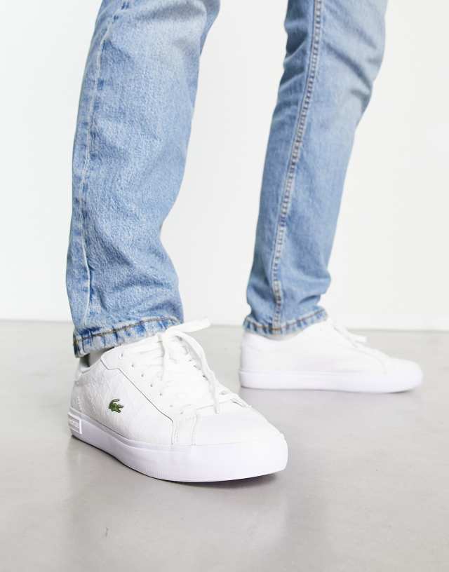 Lacoste powercourt geo sneakers in white