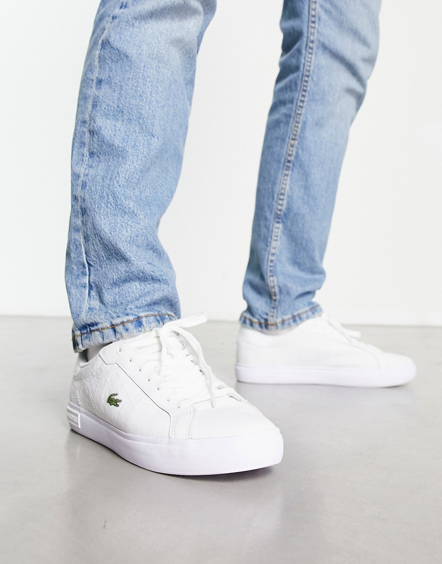lacoste powercourt geo trainers in white