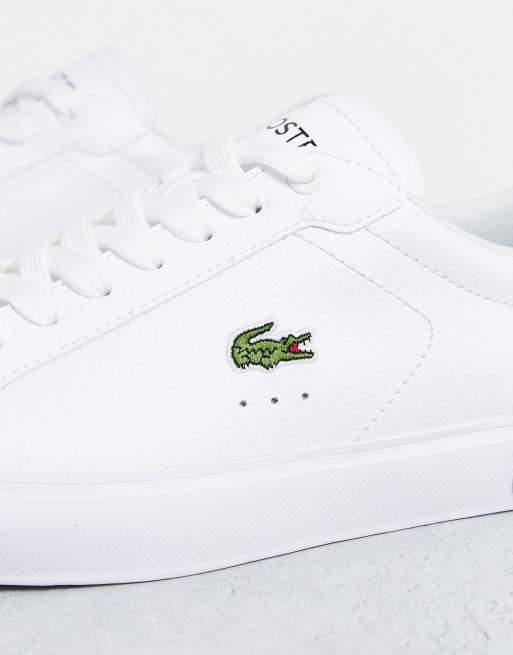 Lacoste Powercourt Sneakers in drievoudig wit leer ASOS