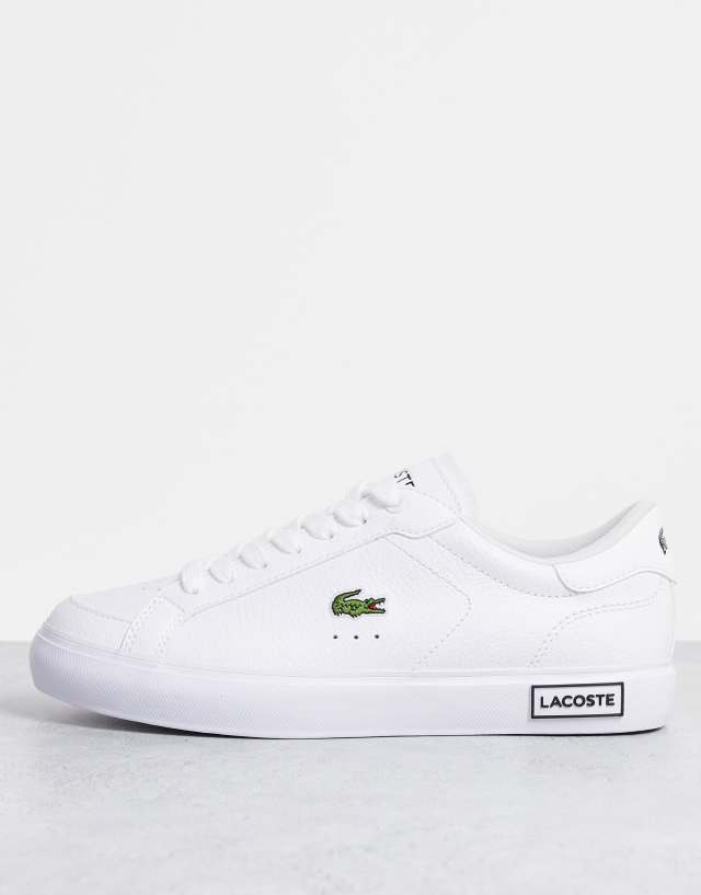 Lacoste Powercourt sneakers in triple white leather