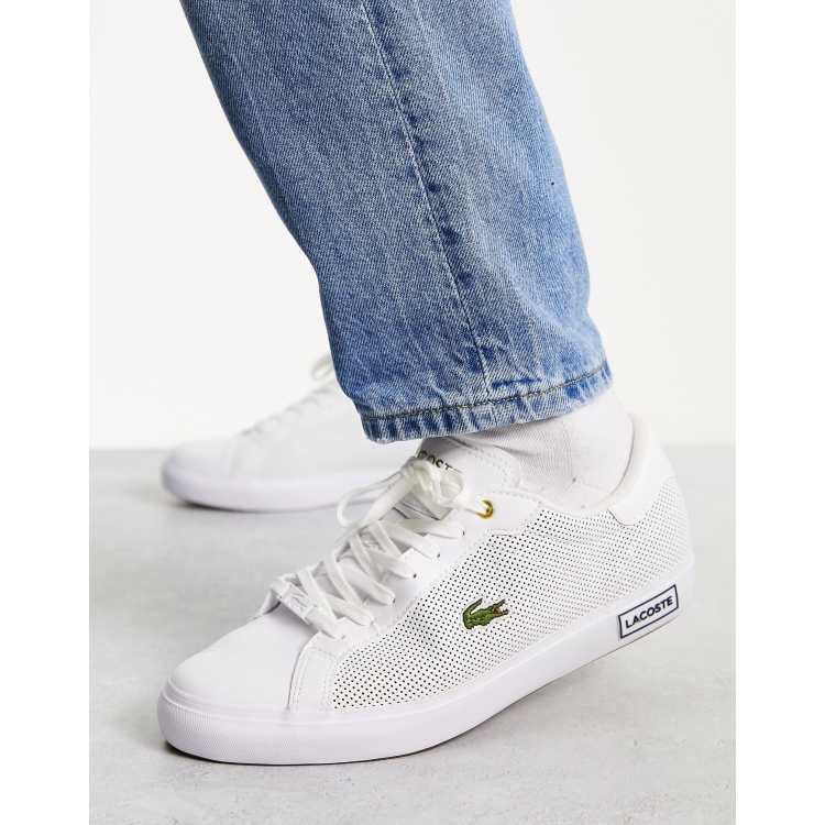 kupon Skorpe reparatøren Lacoste powercourt sneakers in white/gold | ASOS