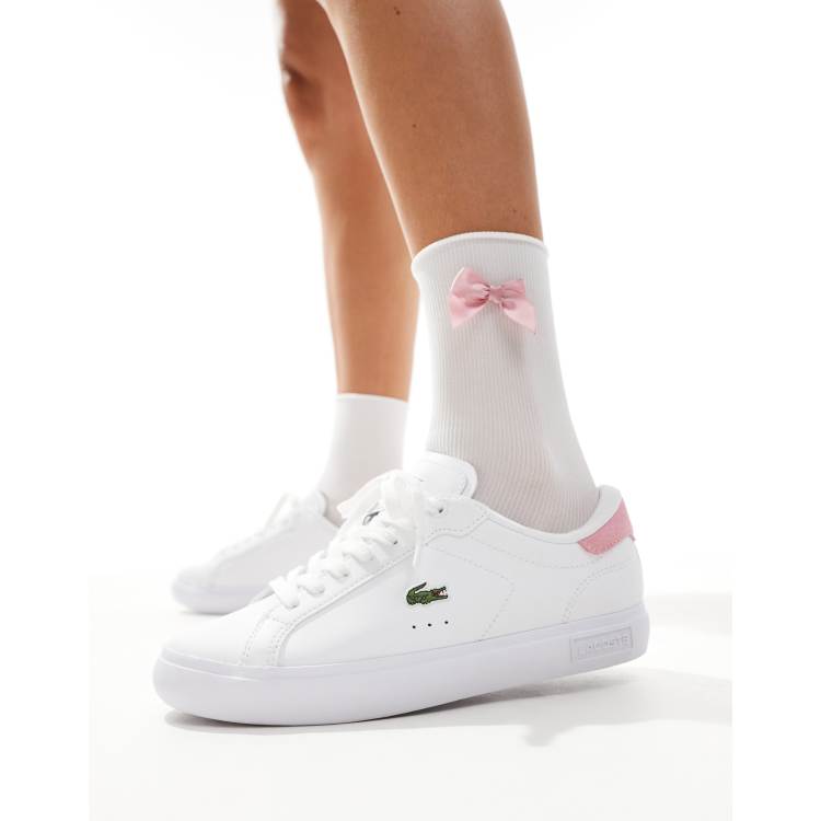 Lacoste powercourt trainer in white/light pink ASOS