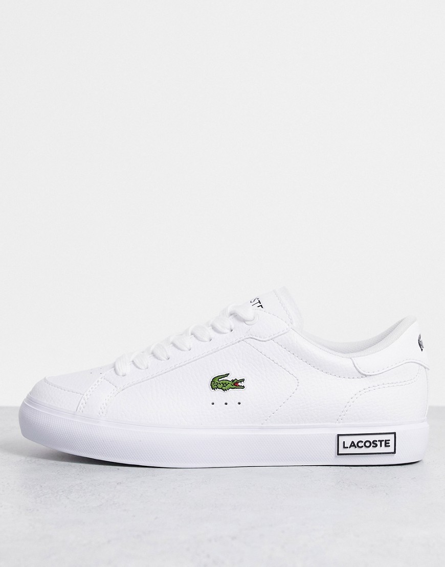 lacoste powercourt trainers in triple white leather
