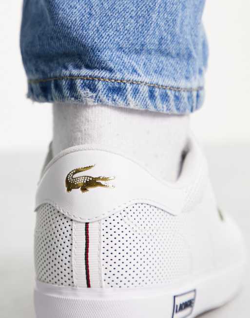 Lacoste powercourt trainers in white/gold ASOS