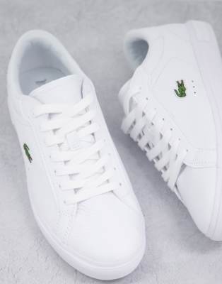 lacoste powercourt trainers in triple white