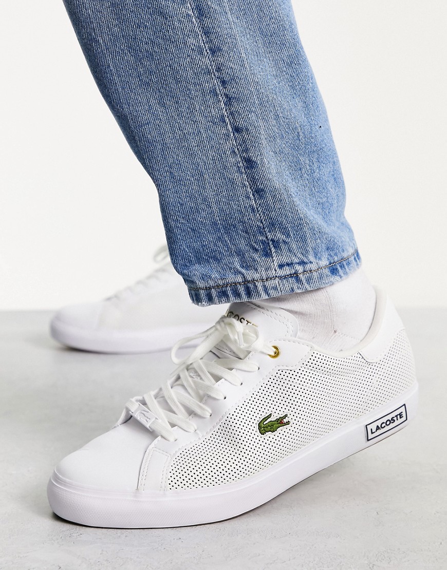 lacoste - powercourt - vita och guldfärgade sneakers-vit/a