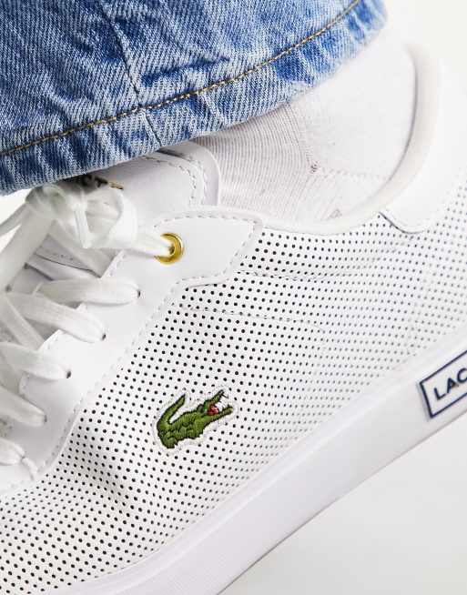 Lacoste – Powercourt – Vita och guldfärgade sneakers, 3 av 4
