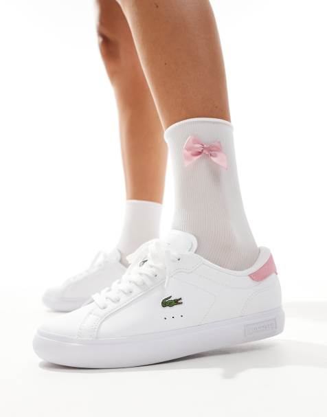 Lacoste – Powercourt – Vita och ljusrosa sneakers - view 1