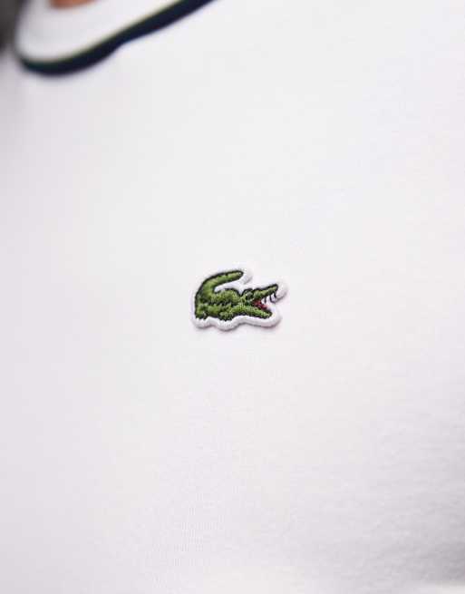 Lacoste – Prążkowany biały T-shirt, 4 z 4