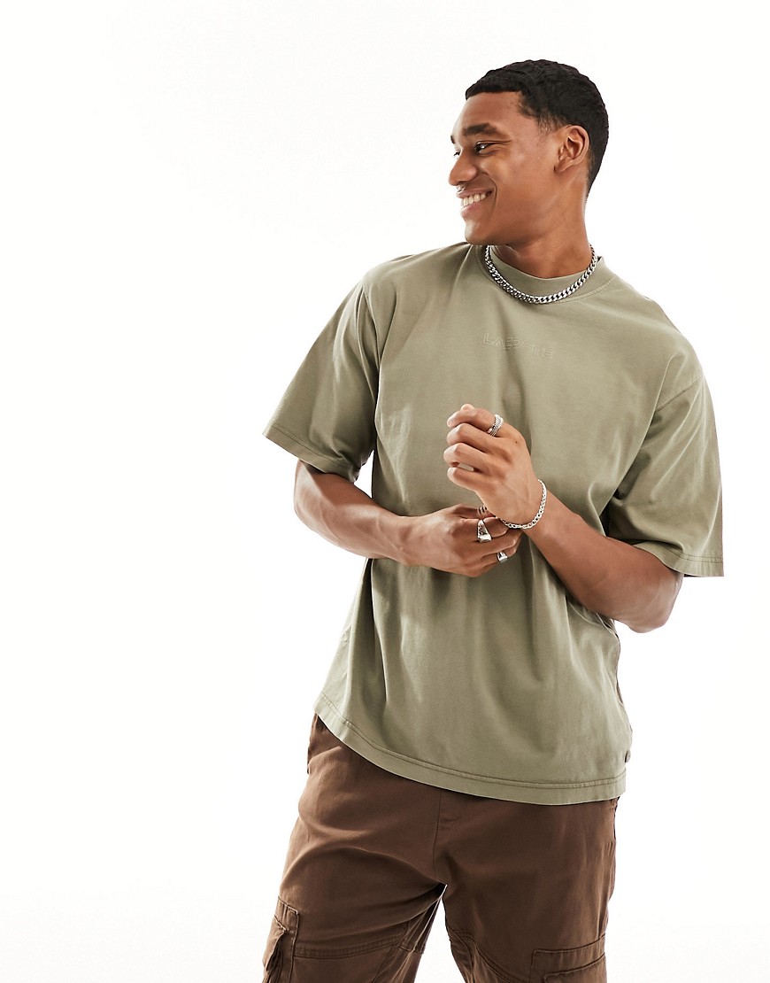 Lacoste premium t-shirt in washed green