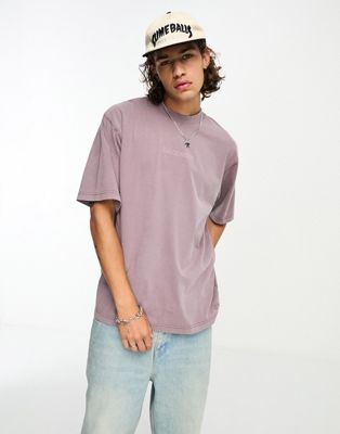 Lacoste premium t-shirt in washed purple