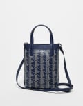 [Lacoste] Lacoste print mini crossbody bag in navy-Blue One Size BLUE