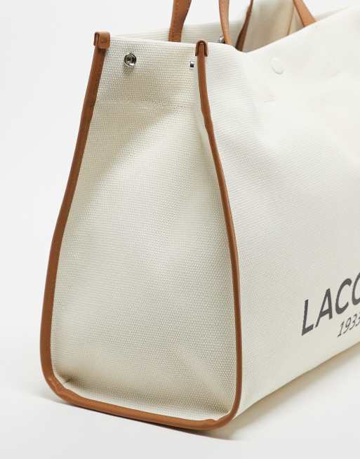 Lacoste print shopping bag in cream brown ASOS