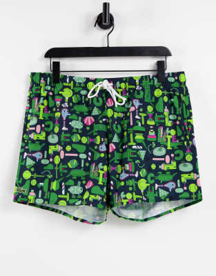 Lacoste Lacoste print swim shorts-Navy