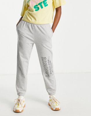 Lacoste printed logo joggers in grey