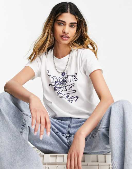Lacoste printed logo t-shirt in white