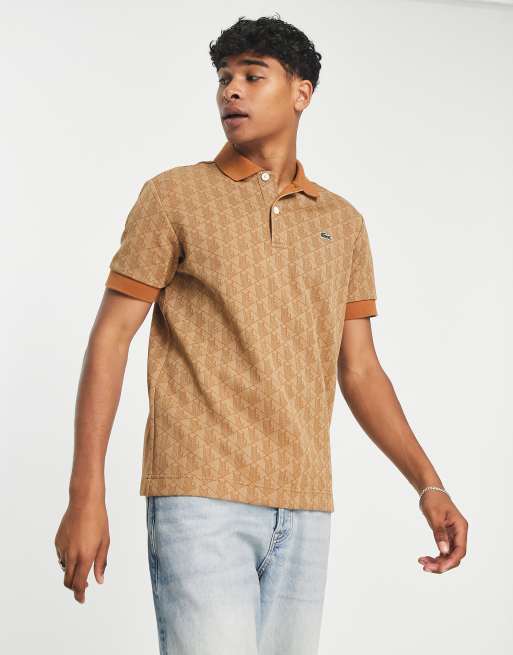 Lacoste printed polo shirt in beige