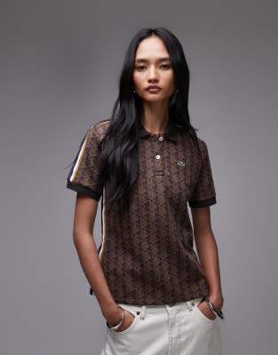 Lacoste Lacoste printed polo shirt in brown