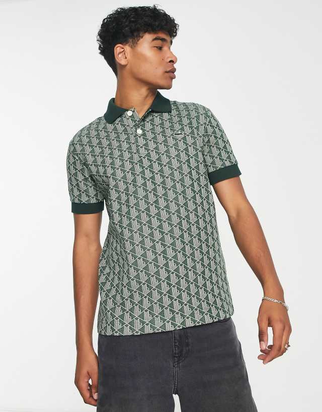 Lacoste printed polo shirt in green