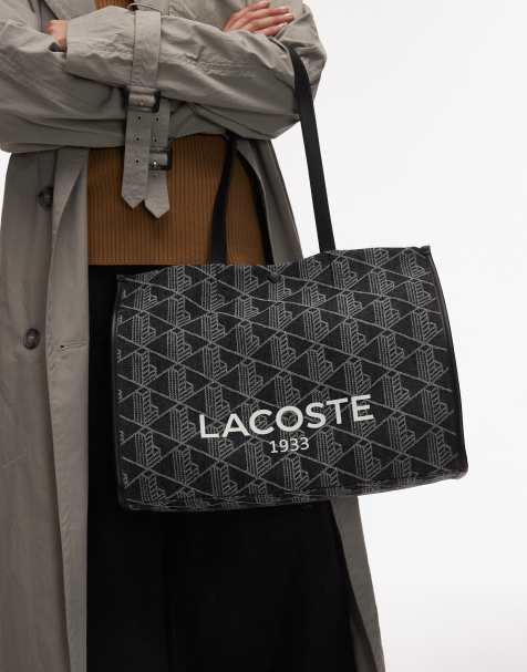Lacoste printed tote bag in black - view 1