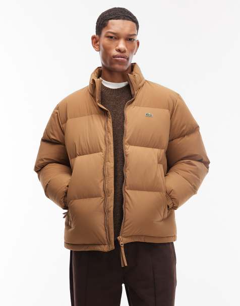 Lacoste puffer jacket in date brown - view 1