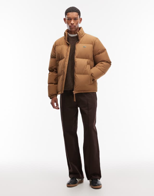 Lacoste puffer jacket in date brown | ASOS
