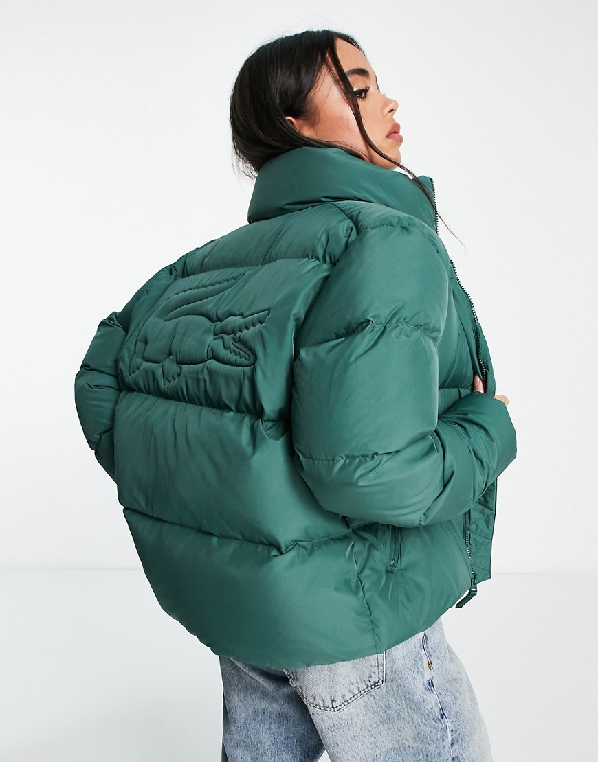 Lacoste puffer jacket with hood in green