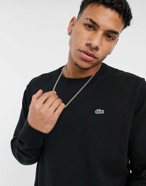 Pull lacoste noir clearance homme