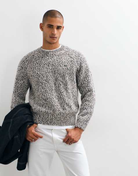 Lacoste pull en maille mouchetée crème - view 1