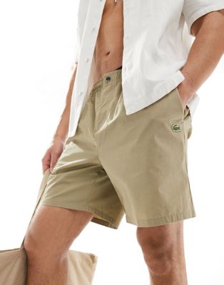 Lacoste pull on cotton shorts in beige