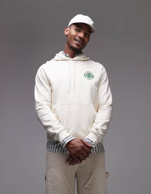 Lacoste pullover hoodie in white with chest and back print, 2 of 4