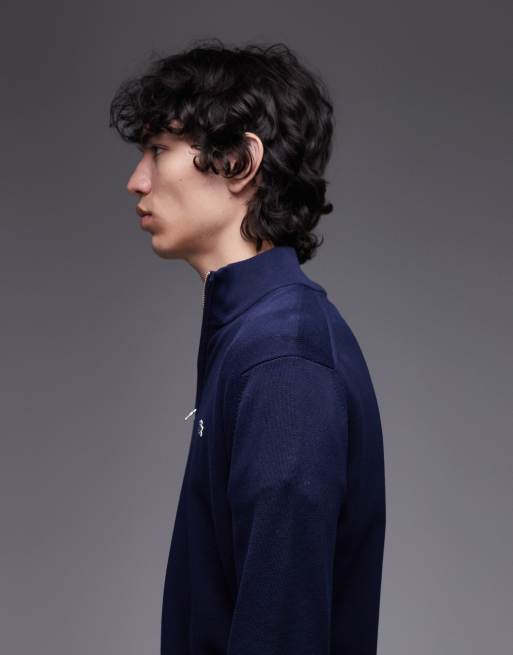 Lacoste – Pullover in Marineblau mit kurzem Reißverschluss, 4 von 5