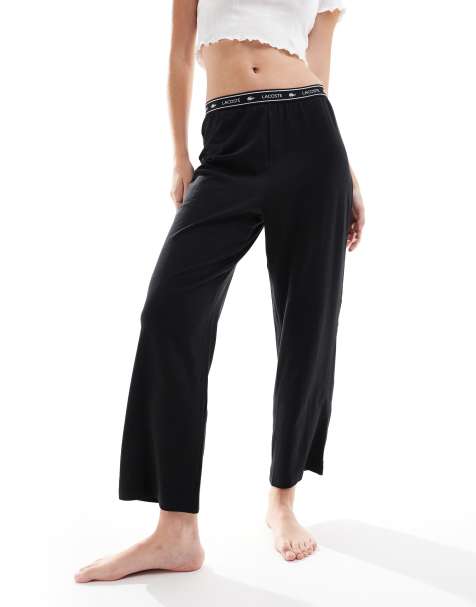 Lacoste – Pyjamahose in Schwarz mit Logo - view 1